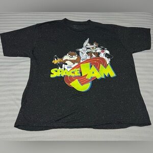 Space Jam T-Shirt Black Spec Mens Size 2XL Retro Style Short Sleeve Lightweight